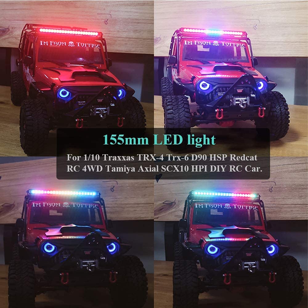 GLOBACT RC Light Bar 24 Lamp Beads RC LED Light Bar Roof Lamp 20 Light Modes Control 155mm for 1/10 Scale Slash TRX-4 Bronco Trx6 Arrma Axial Scx10 I II RC4WD RC Crawler Truck Accessories