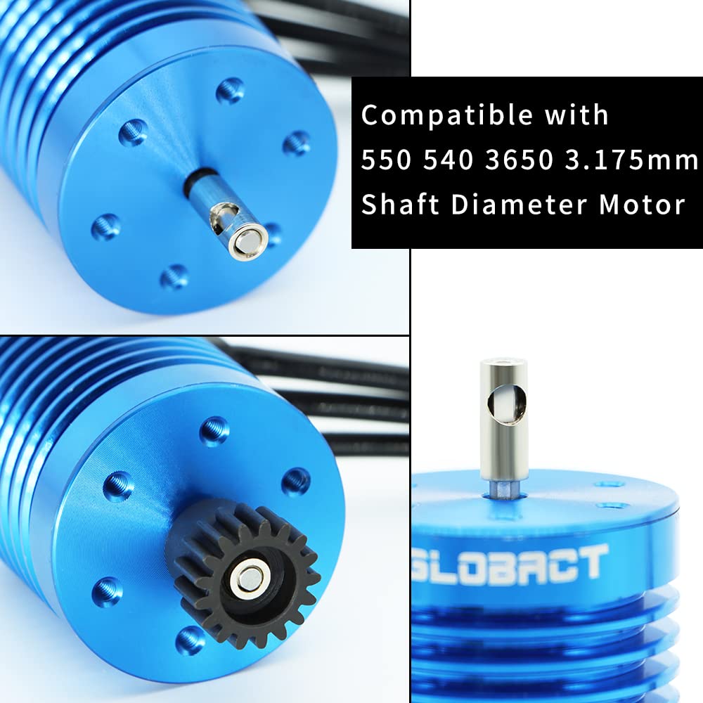 GLOBACT 5 Pcs Steel 3.175mm to 5mm Pinion Gear Adapter Drive Shaft Adapter Reducer Sleeve Motor Axle Change-Over for RC Motor 3650 550 540 Brushed/Brushless Pinion Gears Shaft Adapter