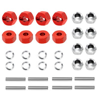 GLOBACT Aluminum 12mm Hex hub Wheel hex hub Adaptor with M4 Nut for 1/10 Slash 4X4 Stampede Rustler 4WD Replacement of 1654 3647 (8Pcs Red)