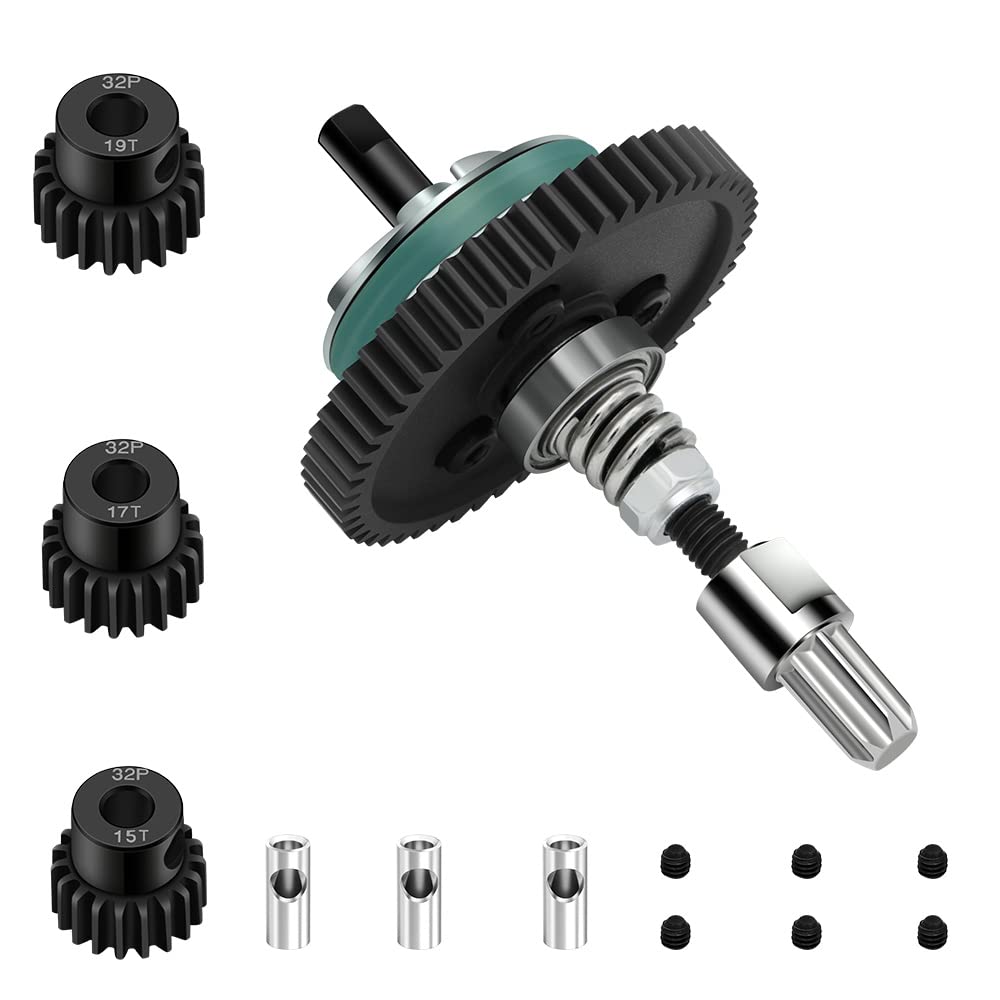 GLOBACT for 1/10 Slash 4X4 Slipper Clutch/Stampede 4X4/Rustle 4X4 Metal Steel Differential Gear 32P 54T Spur Gear with 15T/17T/19T Pinions Gear Sets Parts Upgrade Replace 6878
