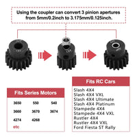 GLOBACT for 1/10 Slash 4X4 Slipper Clutch/Stampede 4X4/Rustle 4X4 Metal Steel Differential Gear 32P 54T Spur Gear with 15T/17T/19T Pinions Gear Sets Parts Upgrade Replace 6878