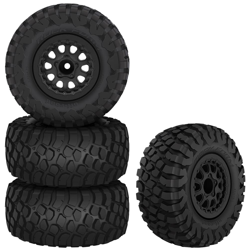 GLOBACT RC Truck Tires 12mm Hex RC Wheels and Tires with Foam Inserts for 1/10 Slash Tires Axial Losi Redcat Rc4wd HSP Tamiya HPI Kyosho RC Truck (4 Pcs)
