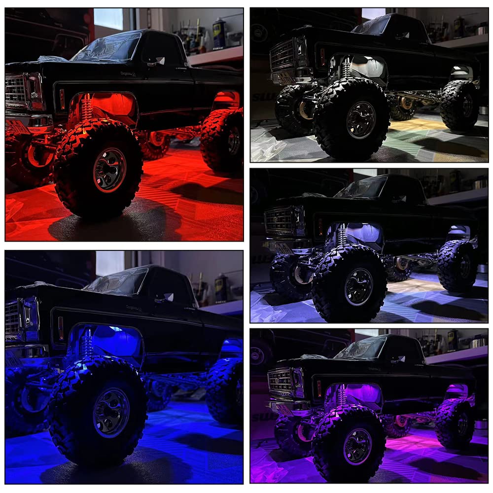 GLOBACT LED Rock Light Kit Chassis Light 8 Light Modes 8 Lamp Beads for 1/10 TRX4/Bronco/1979 RC Crawler Accessories