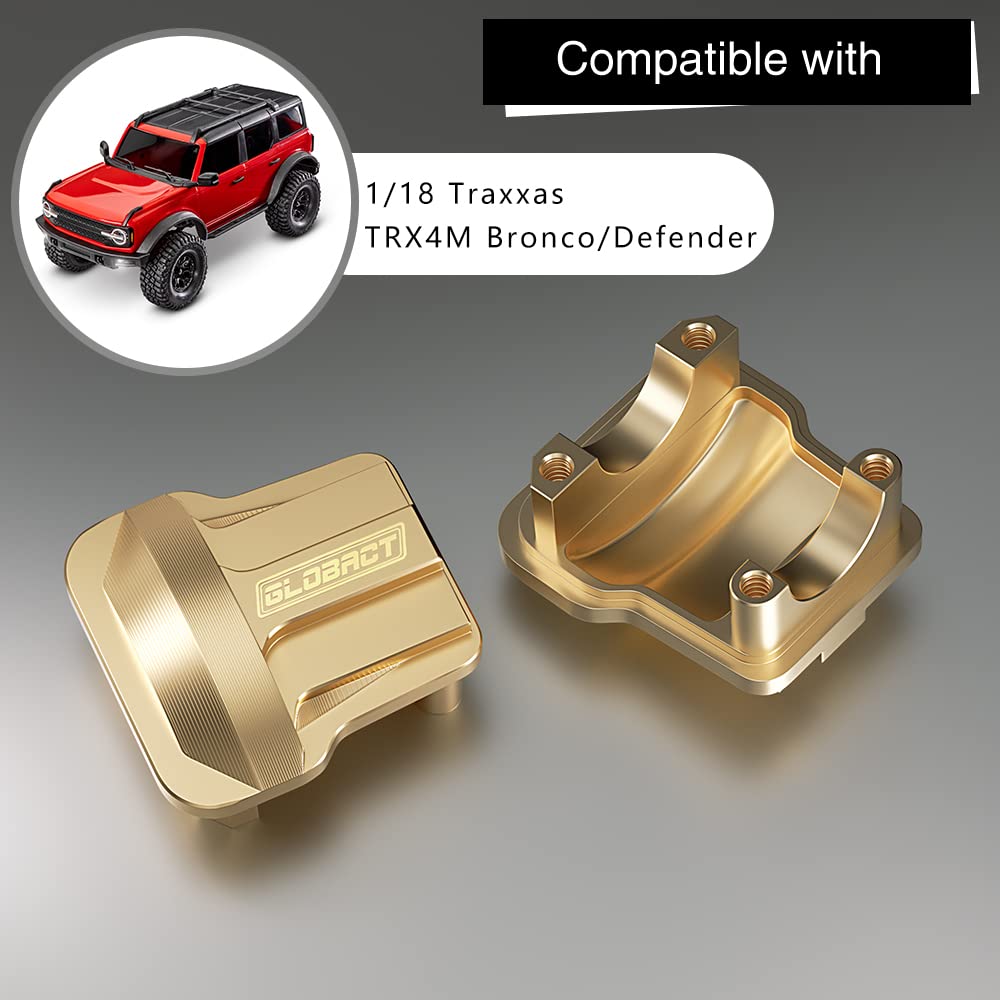 GLOBACT Brass Front & Rear Axle Cover Diff Cover for 1/18 TRX4M Upgrade Parts (17g/2Pcs)