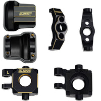 GLOBACT Black Brass Steering Blocks Knuckle and Caster Blocks C-Hubs and Axle Cover Diff Cover Counterweight Set for 1/18 TRX4M Upgrade Parts RC Crawler (55g/Set)