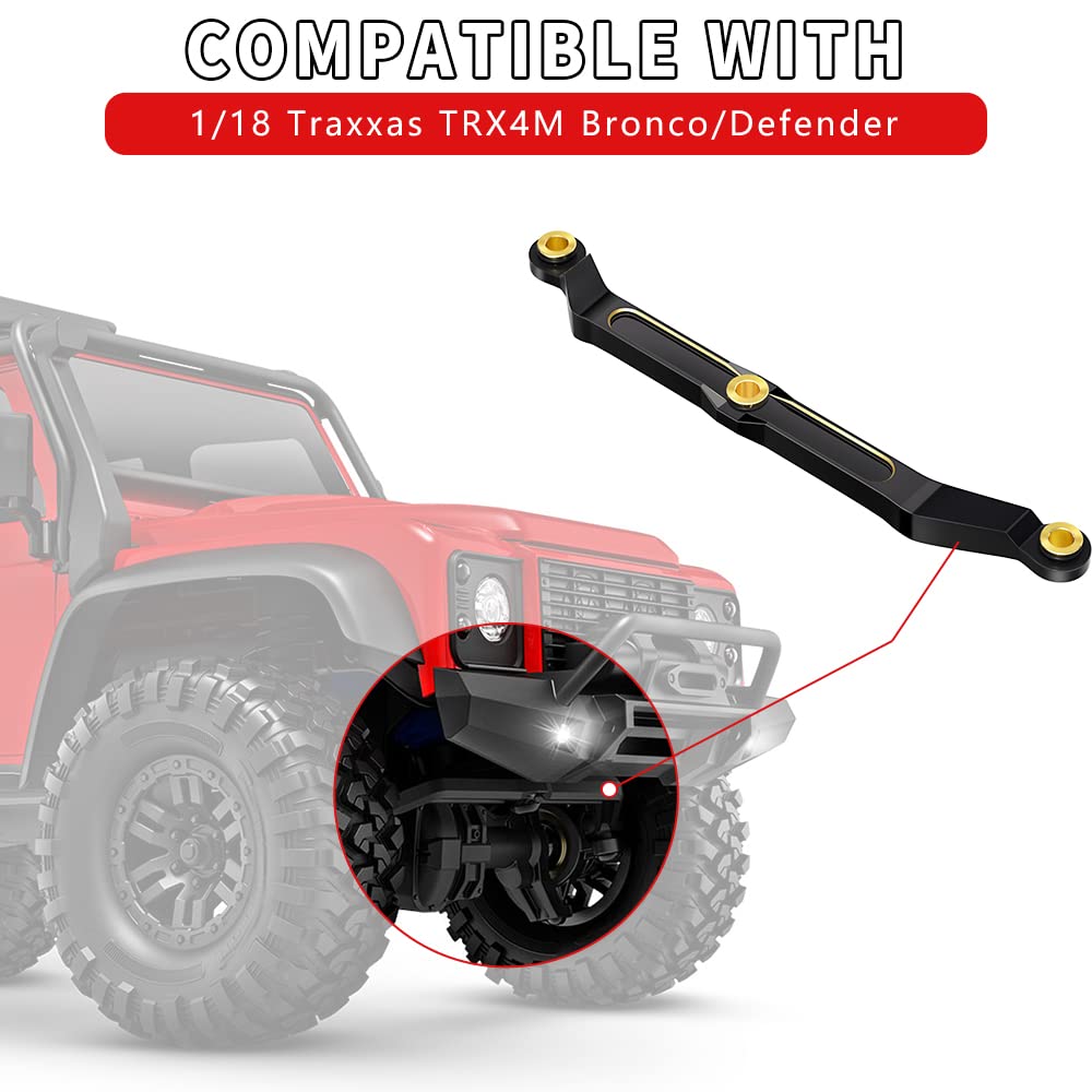 GLOBACT Black Brass Steering Link Counterweight for 1/18 TRX4M RC Crawler Upgrade Parts (12.2g)