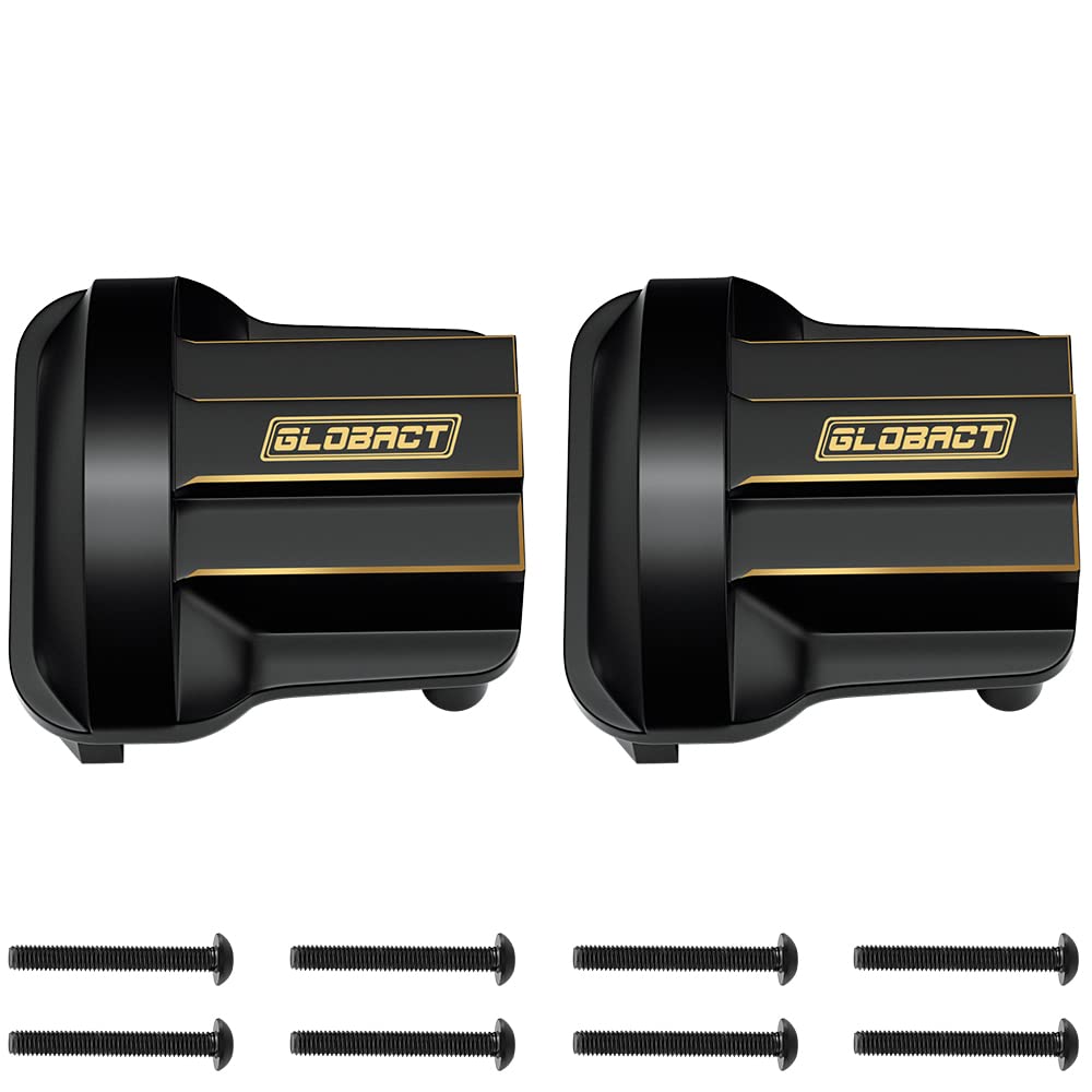 GLOBACT Black Brass Front & Rear Axle Cover Diff Cover 24.4g Counterweight for 1/18 TRX4M RC Crawler Upgrade Accessories (2Pcs)