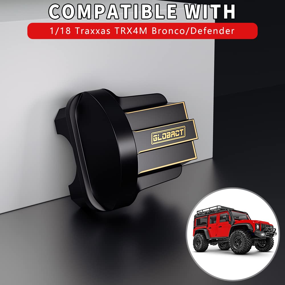 GLOBACT Black Brass Front & Rear Axle Cover Diff Cover 24.4g Counterweight for 1/18 TRX4M RC Crawler Upgrade Accessories (2Pcs)