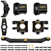 GLOBACT Black Brass Steering Blocks Knuckle and Caster Blocks C-Hubs and Steering Links and Axle Cover Diff Cover 67.2g Counterweight Set for 1/18 TRX4M Upgrade Accessories