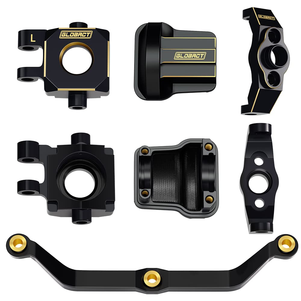 GLOBACT Black Brass Steering Blocks Knuckle and Caster Blocks C-Hubs and Steering Links and Axle Cover Diff Cover 67.2g Counterweight Set for 1/18 TRX4M Upgrade Accessories