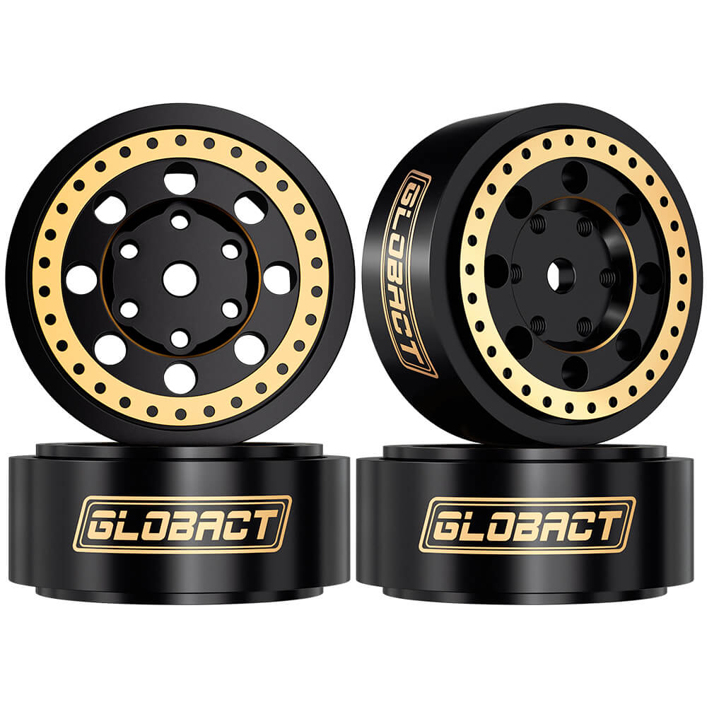 GLOBACT Brass 1.0in Beadlock Wheels for 1/18 TRX4M 1/24 Axial SCX24 FMS FCX24 (4Pcs)