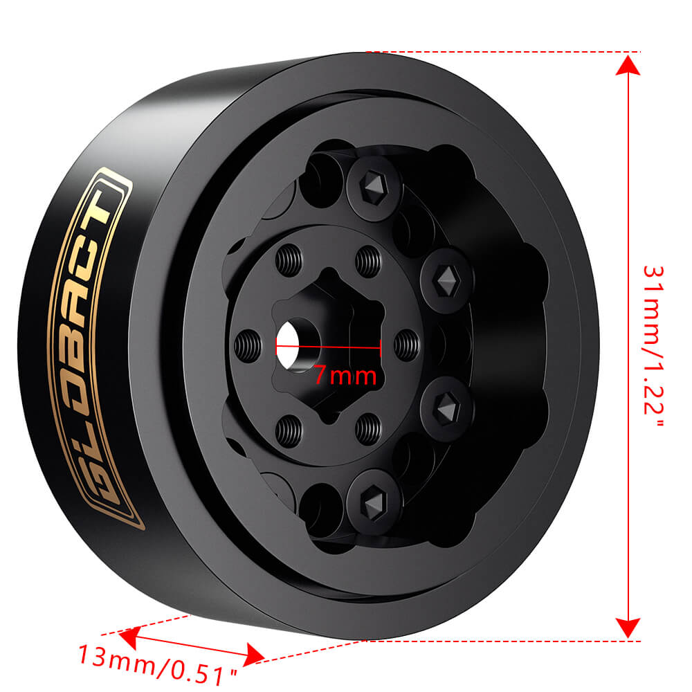 GLOBACT Brass 1.0in Beadlock Wheels for 1/18 TRX4M 1/24 Axial SCX24 FMS FCX24 (4Pcs)