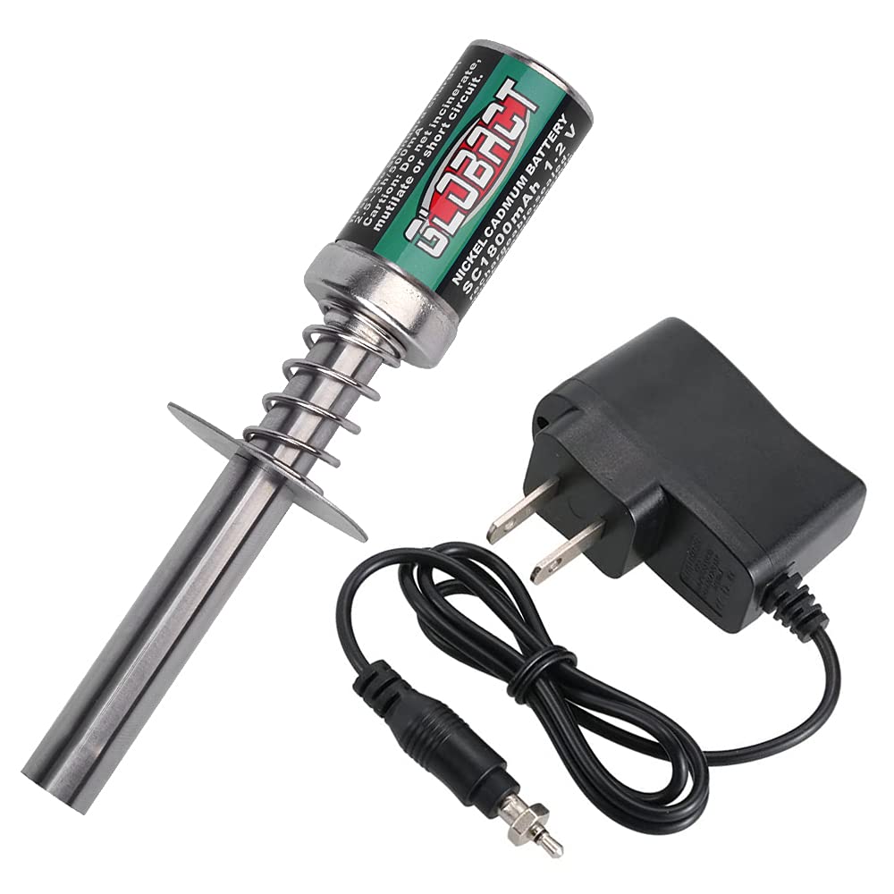 GLOBACT Glow Plug Ignitor Igniter Nitro Igniter Starter Tools with Battery Charger for 1/8 1/10 Nitro Engine RC Car Buggy Truck Model