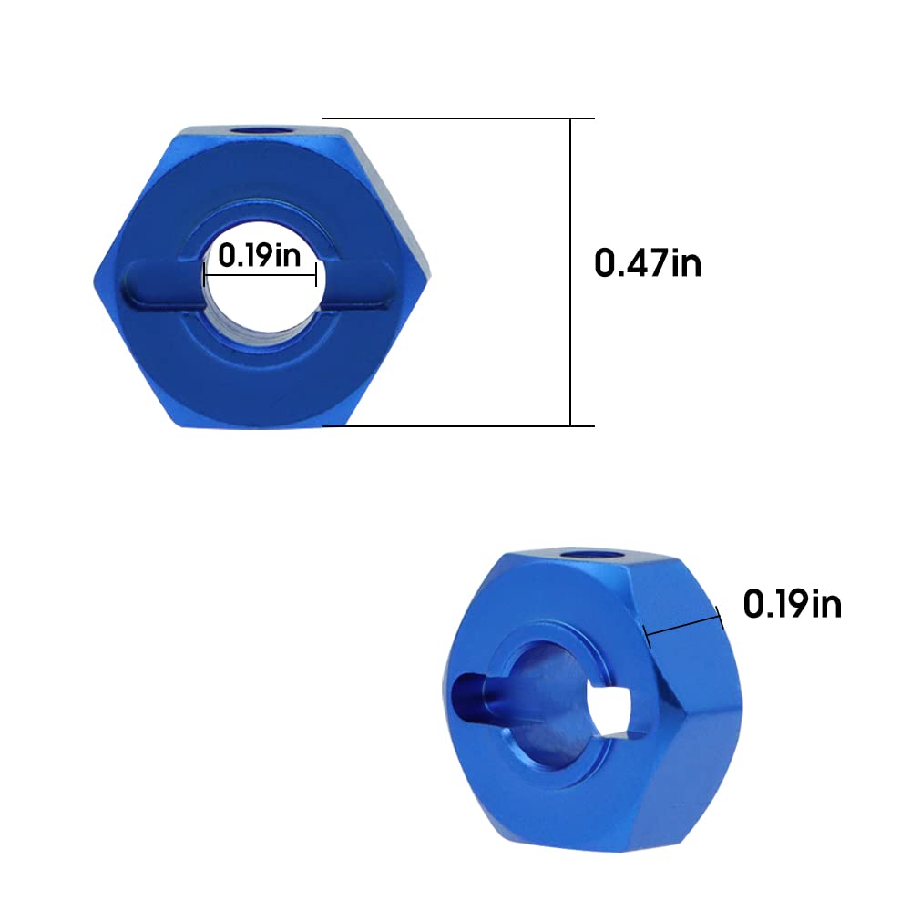 GLOBACT Aluminum 12mm Hex hub Wheel hex hub Adaptor with M4 Nut and Cross Wrenches for 1/10 trx4 Axial Redcat ARRMA Granite Voltage 2WD HPI HSP Tamiya WLtoys RC Crawler Truck (Blue 4 Pcs)