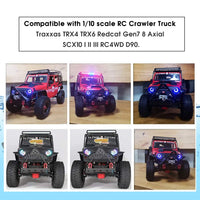 GLOBACT RC Light RC Headlights Angel Eyes with 12 Modes for 1/10 Scale TRX-4 Axial Scx10 RC4WD D90 RC Crawler Truck Accessories