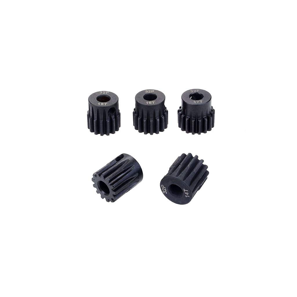 Globact RC Pinion Gear 5mm 32p Pinion 13T 14T 15T 16T 17T Hardened Metal Pinion Motor Gear Set for RC Buggy Car Monster Truck(Compatible with 0.8 Metric Pitch)