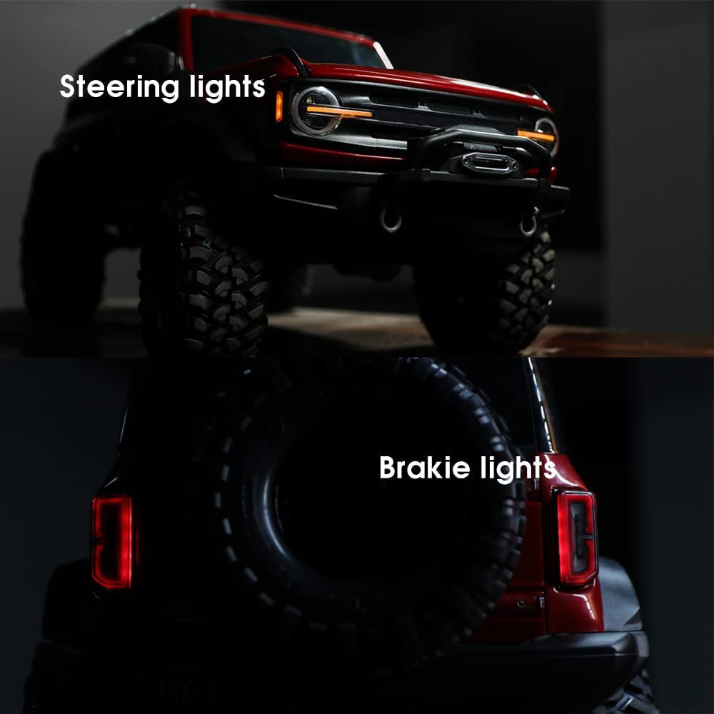 GLOBACT for 1/10 Trx4 2021 Bronco Light Kit RC Light Kit RC Crawler Lights Running Lights/Steering/ Brake/Reverse/High/Low Beam/Reverse Lights Smart Simulation Car Lights Replace 9290