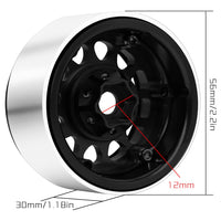 GLOBACT Aluminum 1.9 Inch Beadlock Wheels RC Wheel Rim Set Wheel Hub for 1/10 RC Crawler TRX4 TRX6 Axial SCX10 I II III 90046 AXI03007 Redcat GEN7 GEN8 RC4WD D90 12mm Hex (4Pcs Black Silver)