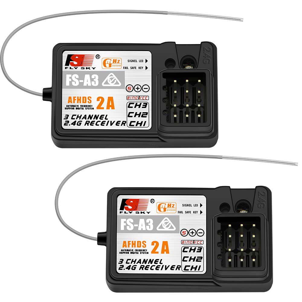 Flysky FS-A3 3CH Receiver 2.4G AFHDS 2A for Flysky FS-GT5 FS-GT2E FS-GT2F FS-GT2G FS-iT3B FS-iT3C Transmitter (2 PCS)