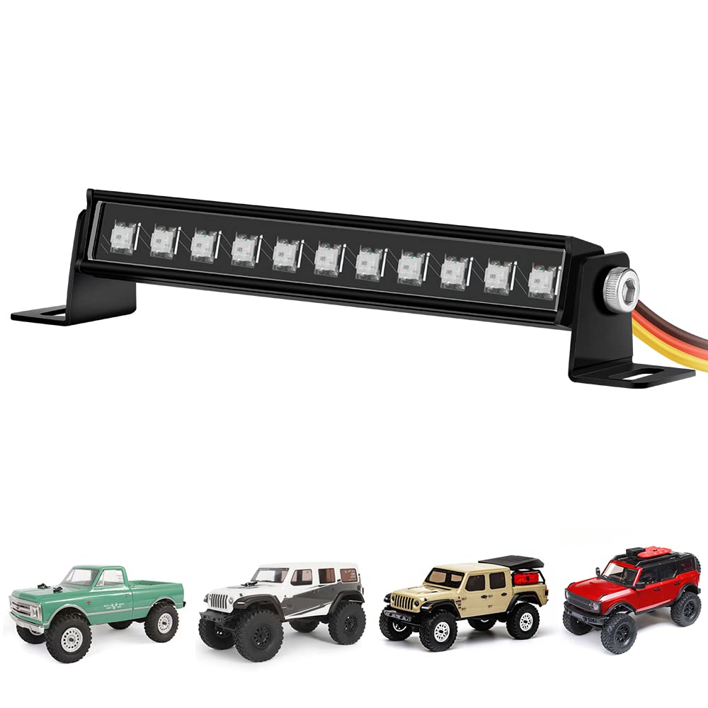 Globact RC Light Bar 8 Light Modes Roof Lamp 44mm for 1/24 AXIAL SCX24 Bronco C10 JLU Gladiator Deadbolt Upgrade Parts