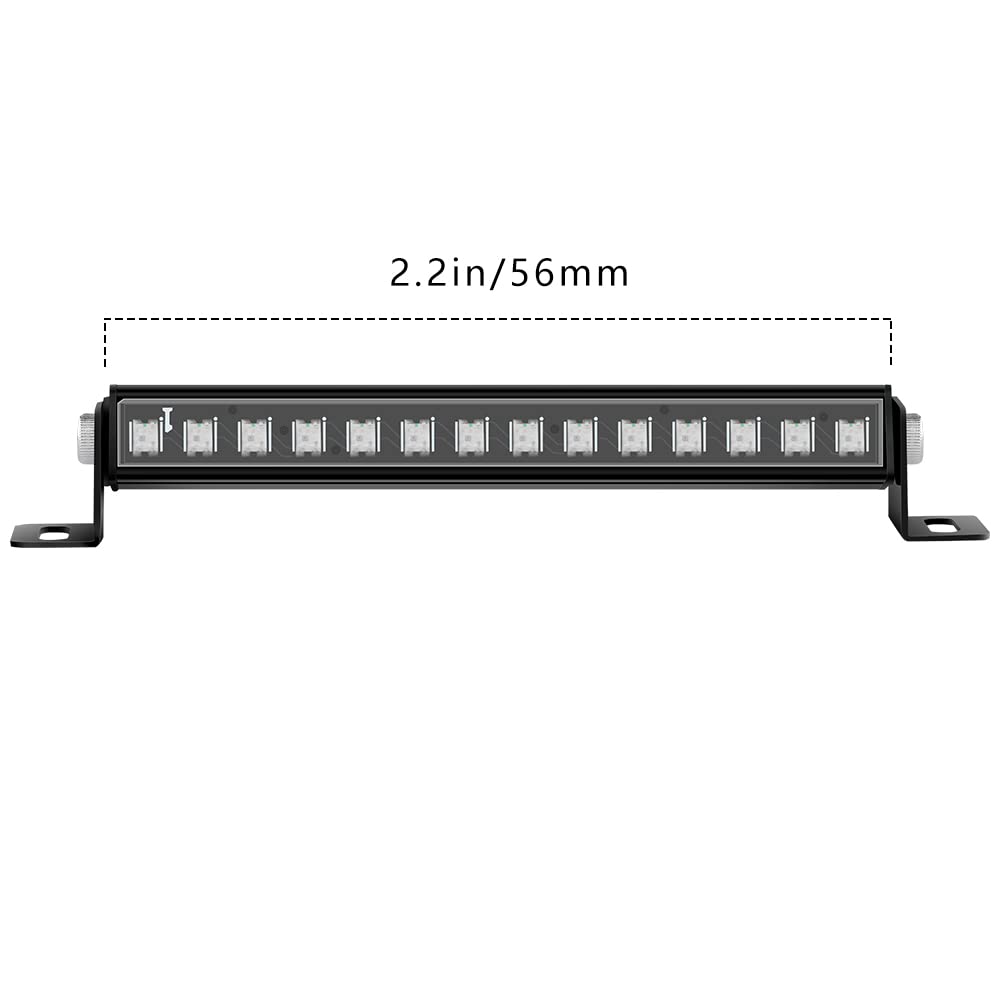Globact RC Light Bar 8 Light Modes Roof Lamp 56mm for 1/24 AXIAL SCX24 C10 JLU Gladiator Deadbolt Upgrade Parts