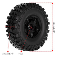 Globact Brass 1.0 inch Beadlock 7mm Hex RC Wheels and Tires Soft Rubber Tires Set for 1/18 TRX4M 1/24 Axial SCX24 Bronco/JLU/Deadbolt/Gladiator FMS RC Crawler Upgrade Parts 4PCS