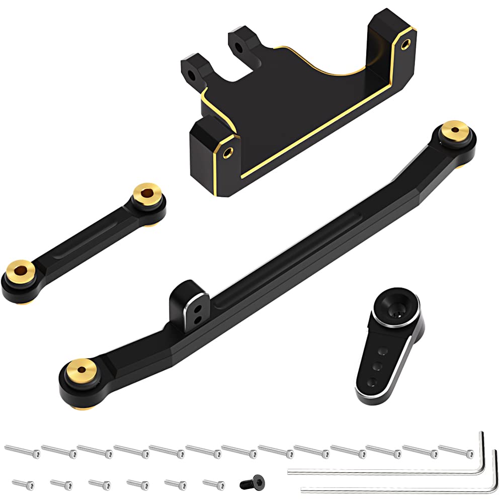 Globact for 1/24 AXIAL SCX24 Servo Mount Bracket Steering Links and Arm Aluminum Upgrade Parts (Black)