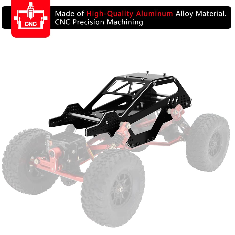 Globact Aluminum Chassis Frame Rocks Cage Body Shell Kit With Skid Plate for 1/24 Axial Axial SCX24 Bronco/JLU CRC / Deadbolt / Gladiator/C10 Upgrade Parts
