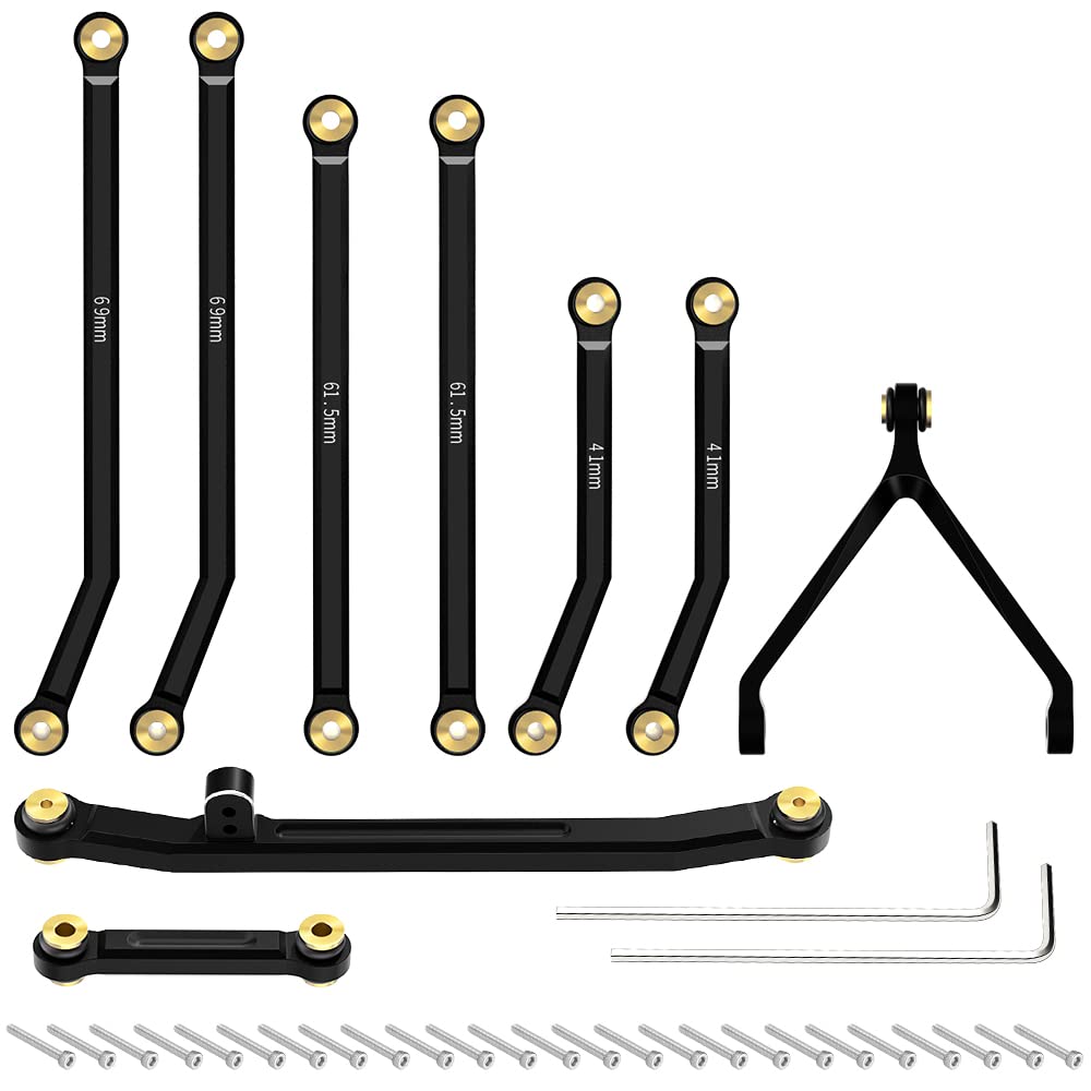 Globact Aluminum Chassis Links High Clearance Suspension Links and Steering Links Set for 1/24 Axial SCX24 Deadbolt AXI90081 Upgrade Parts (Black)