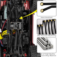 Globact Aluminum Chassis Links High Clearance Suspension Links and Steering Links Set for 1/24 Axial SCX24 Deadbolt AXI90081 Upgrade Parts (Black)