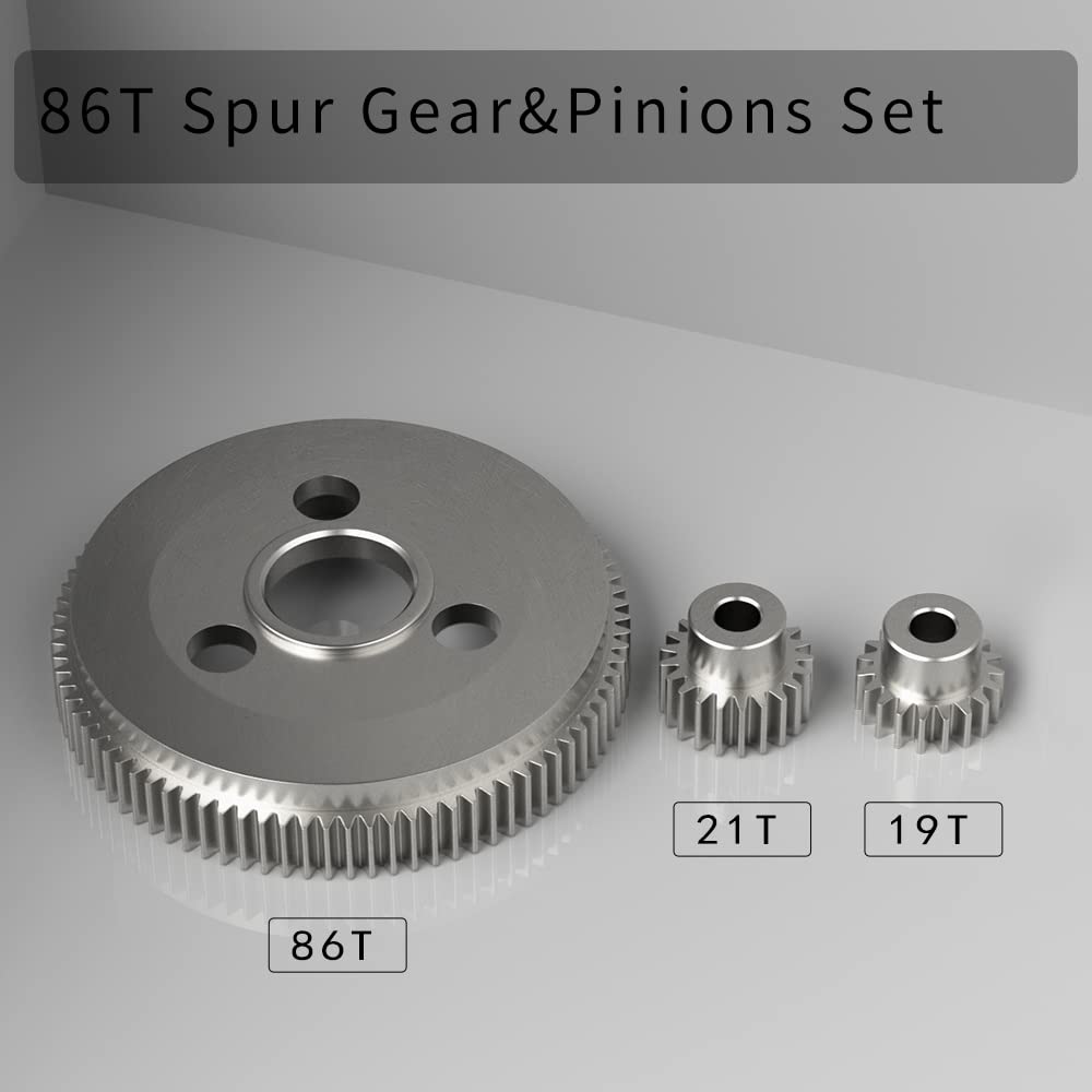 Globact Metal Steel 48P 86T Spur Gear for 1/10 2WD Slash Rustler Stampede with 19T 21T Pinions Gear Sets Upgrade Parts Replace 4686