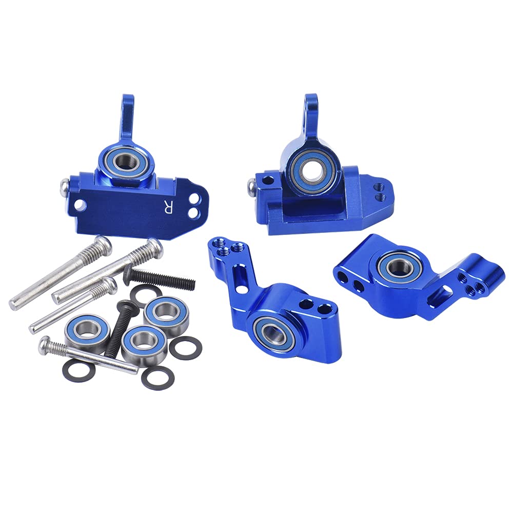 Globact Aluminum Alloy Front Caster Block&Steering Blocks and Rear Stub Axle Carriers kit with Ball Bearings Upgrade Parts for 1/10 2WD Slash, Stampede, Rustler, Replace 3632 3736 3752
