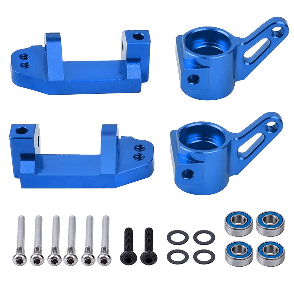 GLOBACT Aluminum Alloy Front Caster Block & Steering Blocks kit with Ball Bearings Upgrade Parts for 1/10 2WD Slash, Stampede, Rustler, Replace 3632 3736