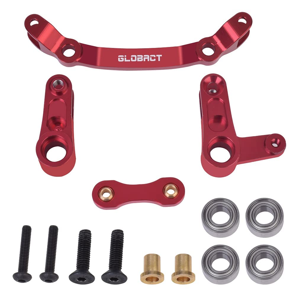 GLOBACT Aluminum Alloy Steering Bellcrank and Steering Link, with Ball Bearing Upgrade Parts Set for 1/10 Arrma Senton 4X4 Granite 4X4 Typhon 4X4 Kraton 4X4 Big Rock 4X4 Replaces AR340132