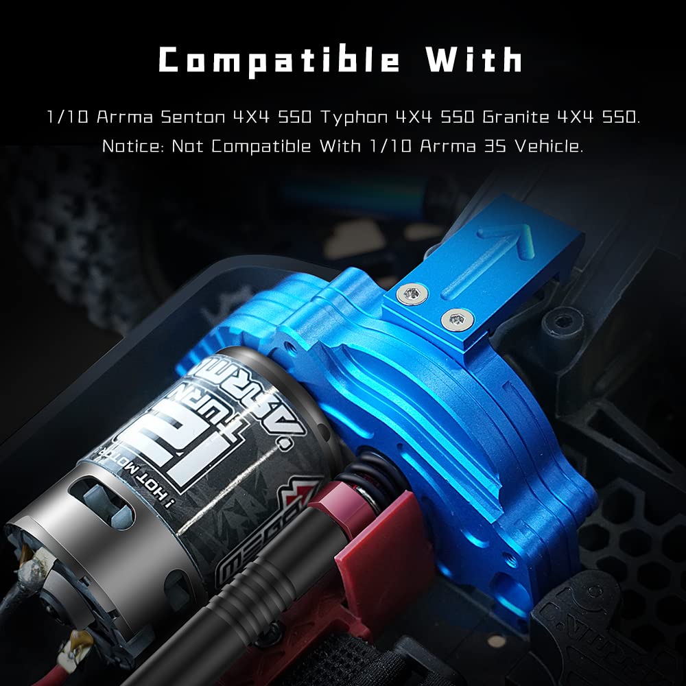 GLOBACT for 1/10 Rc Truck Arrma Senton Motor Mount Typhon Granite 4X4 550 Aluminum Transmission Gear Cover Set Upgrade Parts Replace Arrma ARA311029