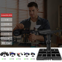 GLOBACT Multifunctional RC Car Stand RC Work Stand RC Repair Stand 360¡ã Switch Rotation 5 Levels Height Lift or Lower with Screw Base for 1/8 1/10 1/12 1/16 1/18 RC Car Truck Crawler