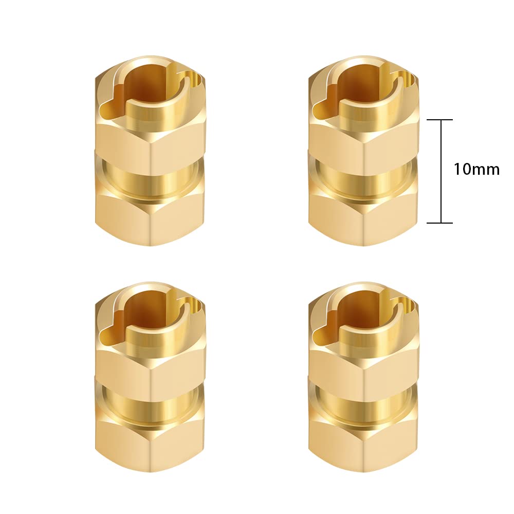 GLOBACT Brass 10mm Hex hub Extended Wheel Hex for 1/18 TRX4M Upgrade Parts (4PCS)