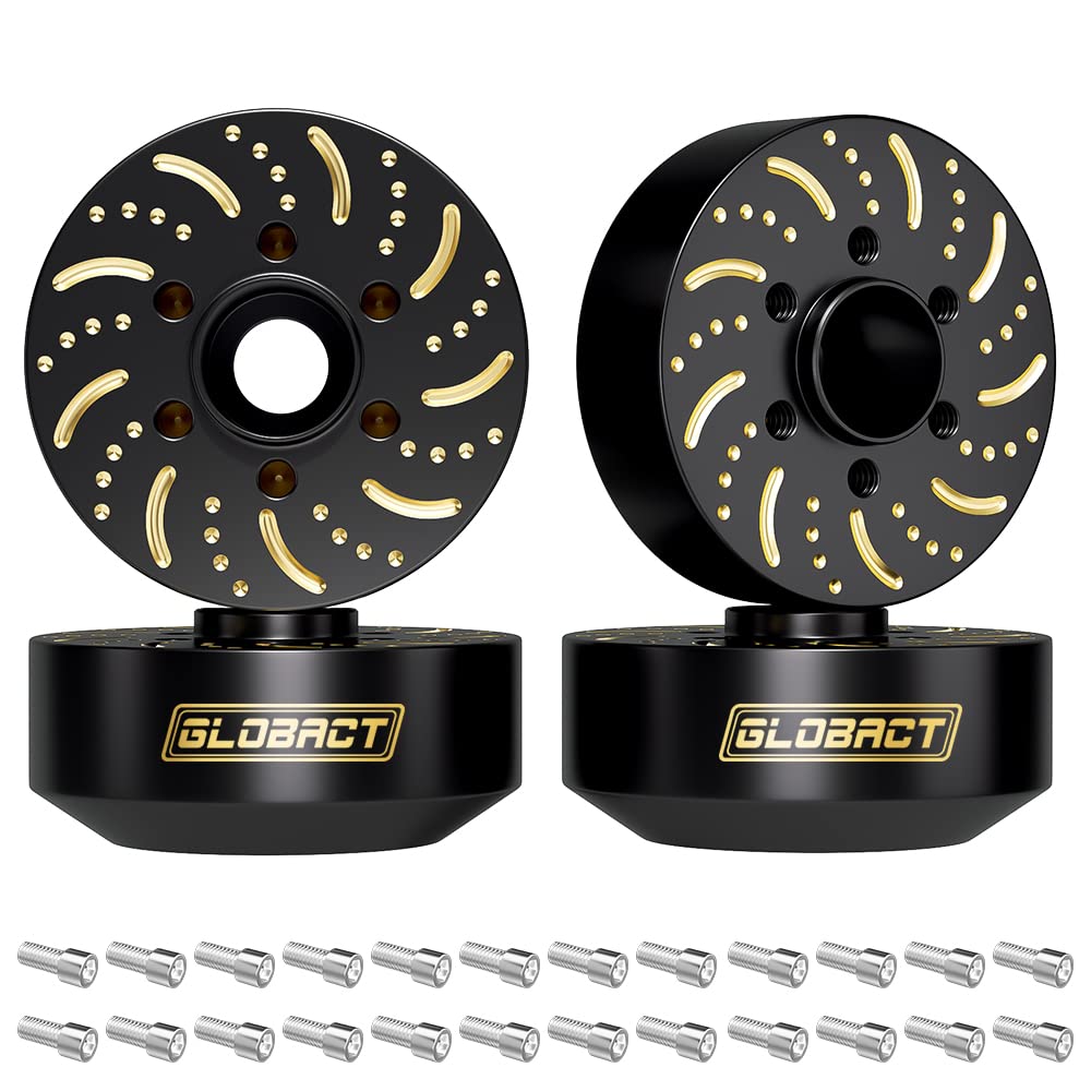 GLOBACT Black Brass Extended Wheel Weights Hubs 340g Counterweight Set 12mm Extended Hex hub for 1/10 Trx4 Trx6 Axial SCX10 II III Redcat GEN7 GEN8 1.9inch 2.2inch Wheel Rims Upgrade Parts (4Pcs)
