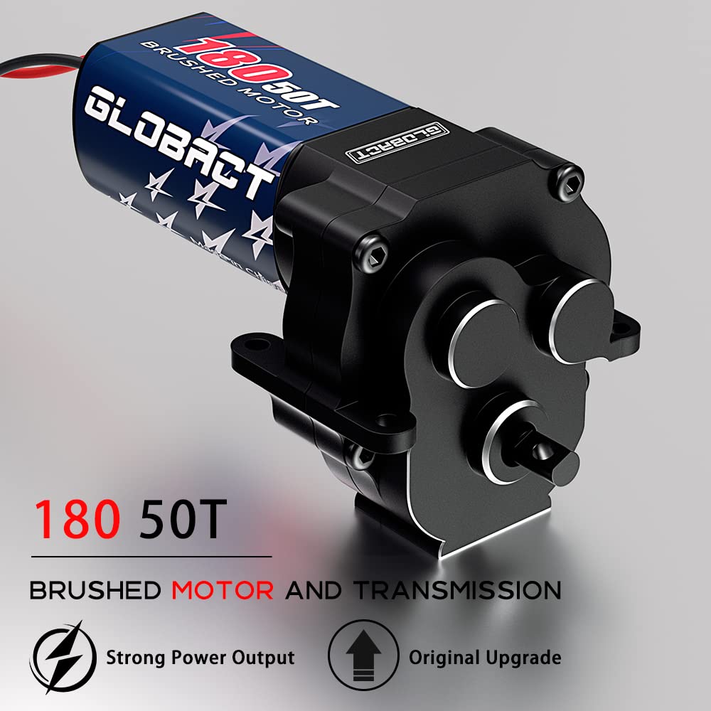 GLOBACT 180 50T Brushed Motor with Aluminum Transmission Gearbox for 1/18 TRX4M Upgrade Accessories (Black)