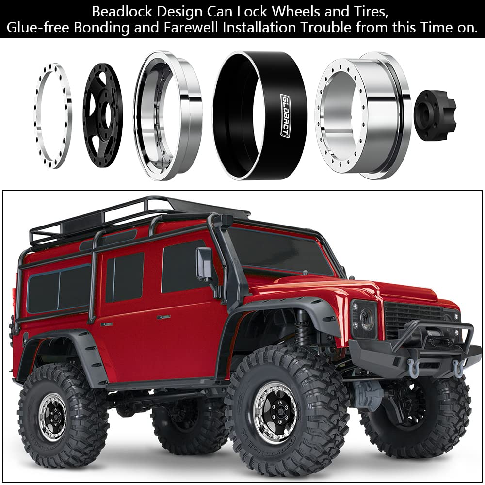 GLOBACT Aluminum 1.9 Inch Beadlock Wheels Adjustable Offset for 1