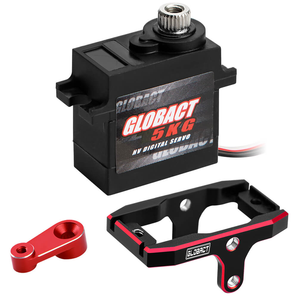 GLOBACT for TRX4M Servo with Servo Mount and Arm 1/18 Upgrade Accessories (Red)