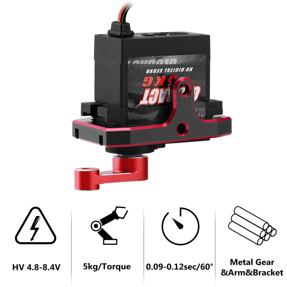 GLOBACT for TRX4M Servo with Servo Mount and Arm 1/18 Upgrade Accessories (Red)