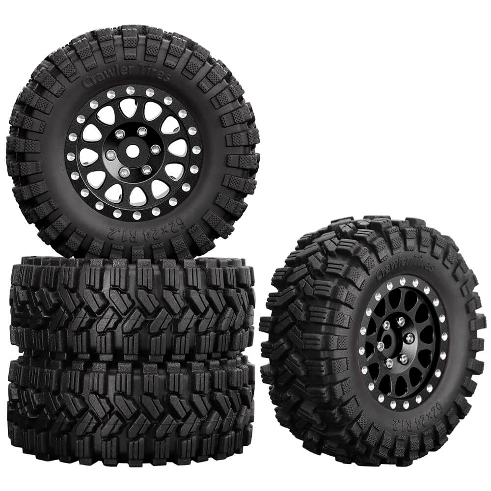 GLOBACT 1.2in Beadlock Wheel Tires for 1/18 TRX4M 1/24 Axial SCX24 FMS 4pcs