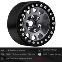 GLOBACT Aluminum 1.9 Inch Beadlock Wheels RC Wheel Rim Set Wheel Hub for 1/10 RC Crawler TRX4 TRX6 Axial SCX10 I II III 90046 AXI03007 Redcat GEN7 GEN8 RC4WD D90 12mm Hex 4Pcs