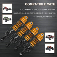 GLOBACT 4PCS Aluminum Front & Rear RC Shocks Upgrade Parts for 1/10 Slash 2WD/4x4 Shocks Rustler 4X4 Stampede 4X4 Hoss 4X4 RC Truck, Replace 5862