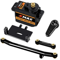 Globact for AXIAL SCX24 Servo Metal Gear EMAX Servo Steering Servo with Servo Mount Bracket and Arm and Steering Link Set SCX24 Upgrade Parts (Black)