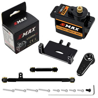 Globact for AXIAL SCX24 Servo Metal Gear EMAX Servo Steering Servo with Servo Mount Bracket and Arm and Steering Link Set SCX24 Upgrade Parts (Black)