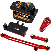 Globact for AXIAL SCX24 Servo Metal Gear EMAX Servo Steering Servo with Servo Mount Bracket and Arm and Steering Link Set SCX24 Upgrade Parts (Black)