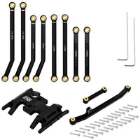 Globact Aluminum High Clearance Chassis Links and Steering Links and Skid Plate Set for 1/24 Axial SCX24 JLU Bronco C10 Upgrade Parts