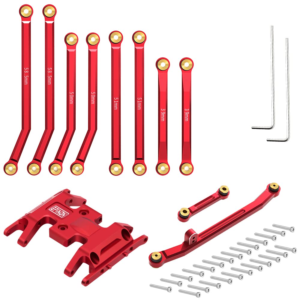 Globact Aluminum High Clearance Chassis Links and Steering Links and Skid Plate Set for 1/24 Axial SCX24 JLU Bronco C10 Upgrade Parts